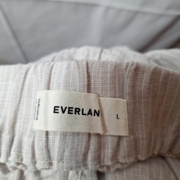 EVERLANE The Linen Easy Pant Sz L Striped Elastic Waist Pull-On Nautical Resort - Picture 5 of 8